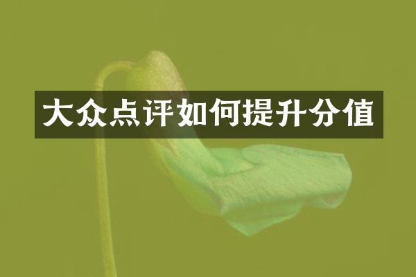 大众点评如何提升分值
