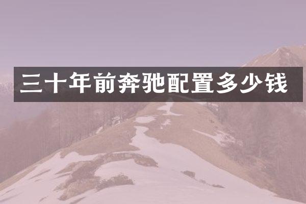 三十年前奔驰配置多少钱