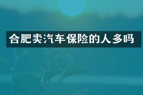 合肥卖汽车保险的人多吗