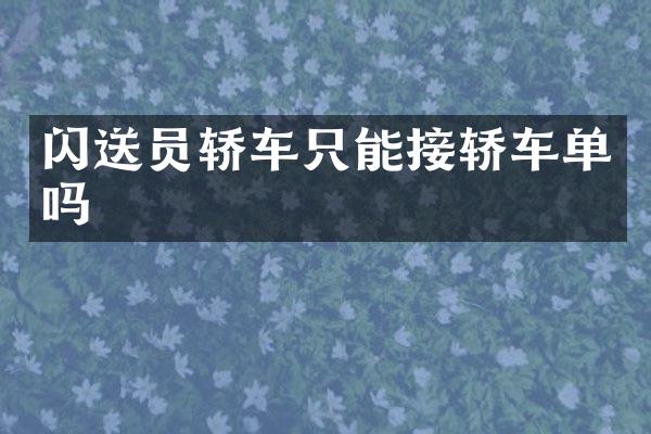 闪送员轿车只能接轿车单吗