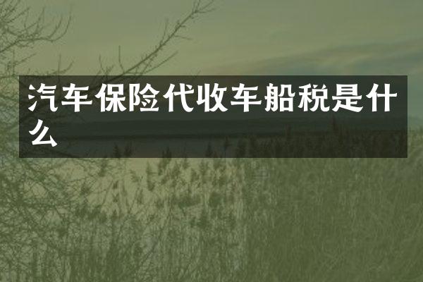 汽车保险代收车船税是什么
