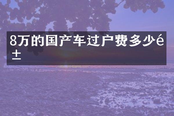 8万的国产车过户费多少钱