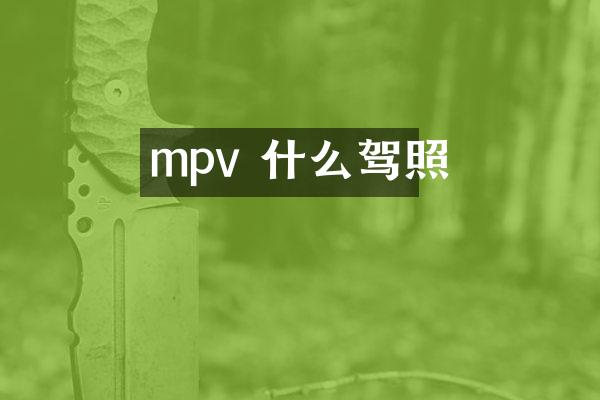 mpv 什么驾照