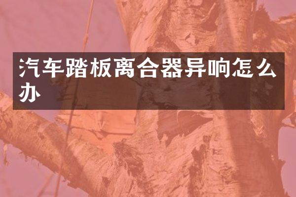汽车踏板离合器异响怎么办