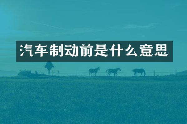 汽车制动前是什么意思