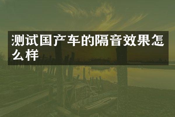 测试国产车的隔音效果怎么样