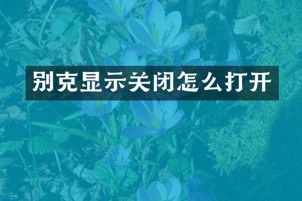 别克显示关闭怎么打开
