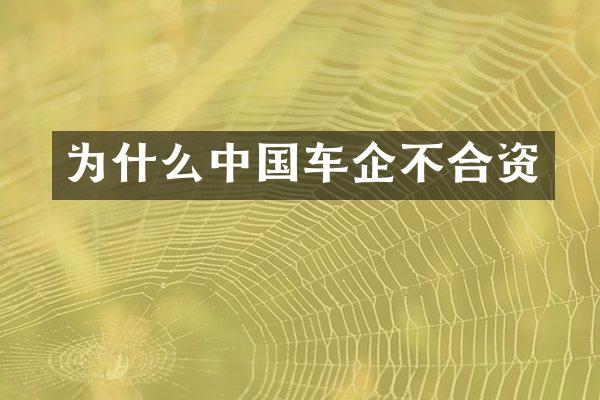 为什么中国车企不合资