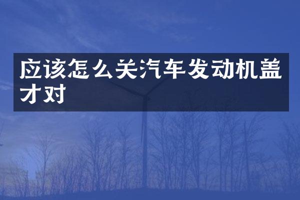 应该怎么关汽车发动机盖才对