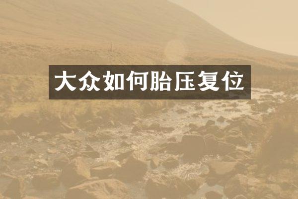 大众如何胎压复位