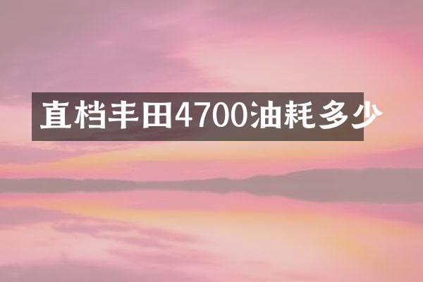直档丰田4700油耗多少