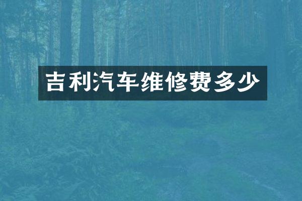 吉利汽车维修费多少