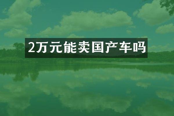 2万元能卖国产车吗