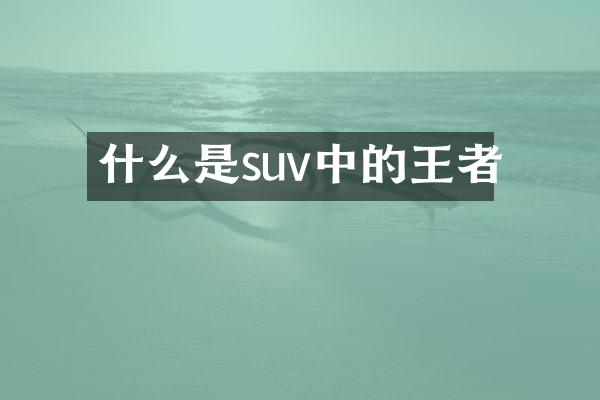 什么是suv中的王者