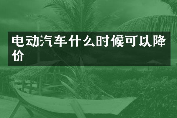 电动汽车什么时候可以降价