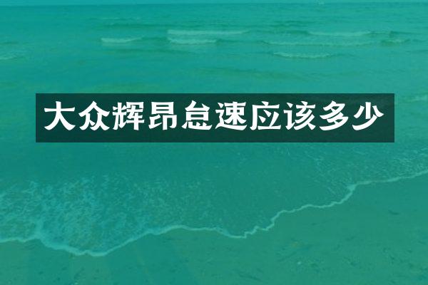 大众辉昂怠速应该多少