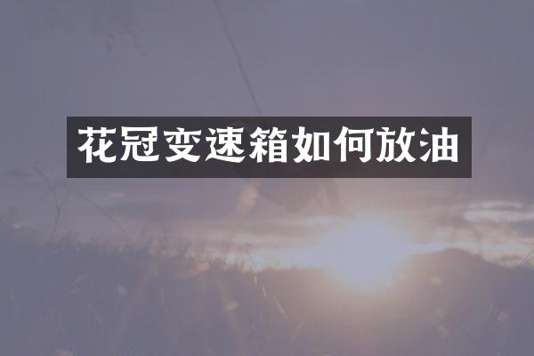 花冠变速箱如何放油