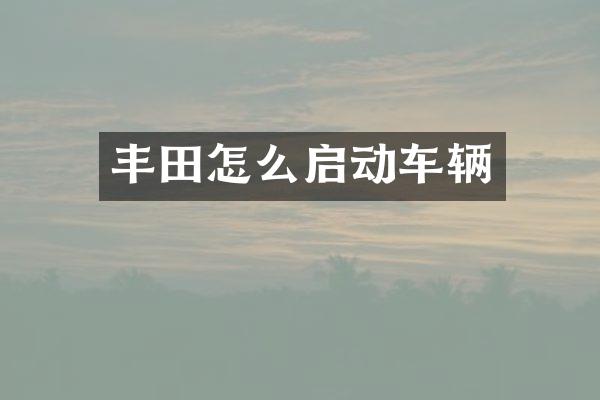 丰田怎么启动车辆