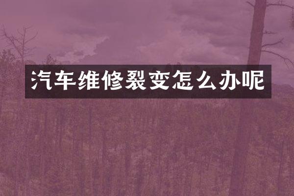 汽车维修裂变怎么办呢