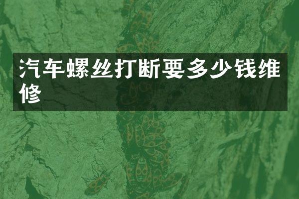 汽车螺丝打断要多少钱维修