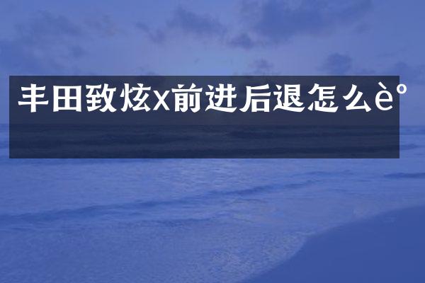 丰田致炫x前进后退怎么调