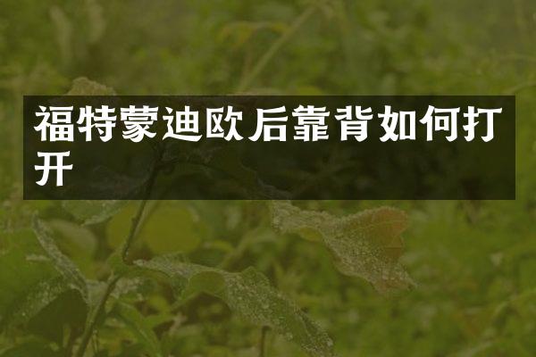 福特蒙迪欧后靠背如何打开