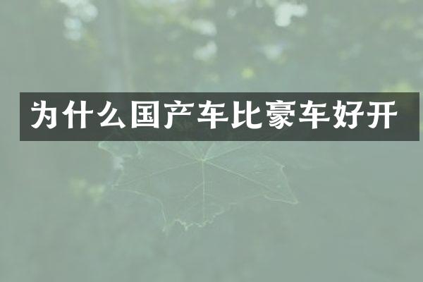 为什么国产车比豪车好开