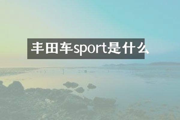 丰田车sport是什么