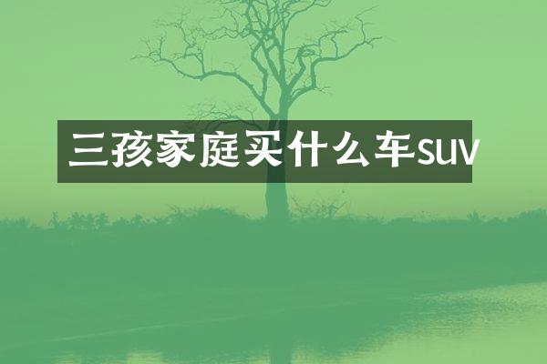 三孩家庭买什么车suv
