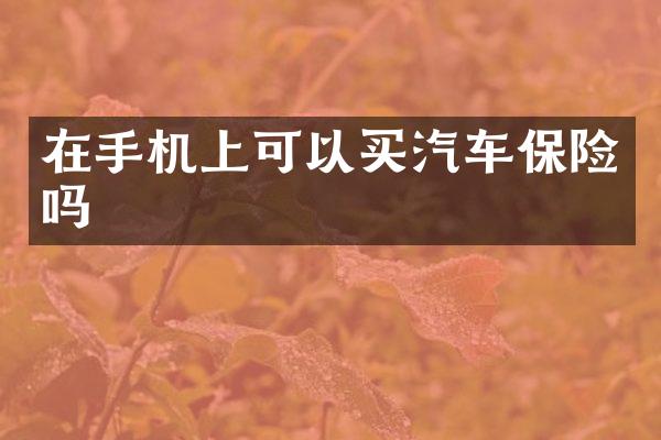 在手机上可以买汽车保险吗