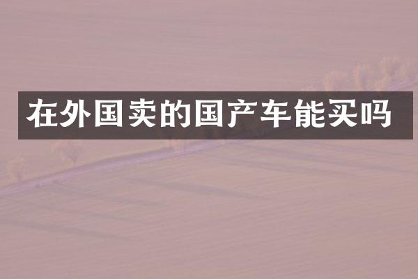 在外国卖的国产车能买吗