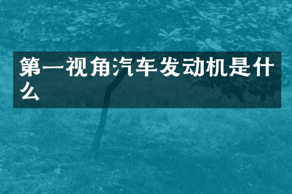 第一视角汽车发动机是什么