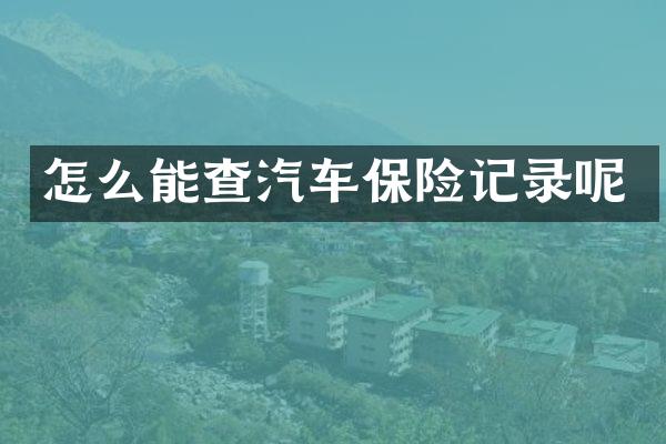 怎么能查汽车保险记录呢