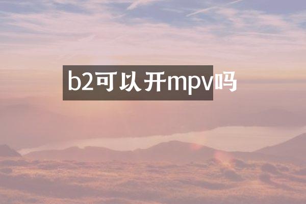 b2可以开mpv吗