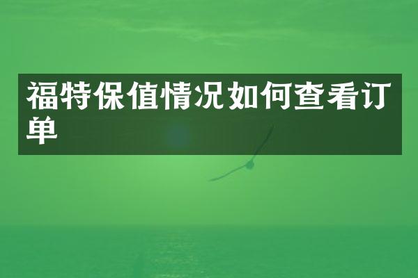 福特保值情况如何查看订单