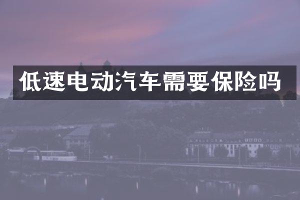 低速电动汽车需要保险吗