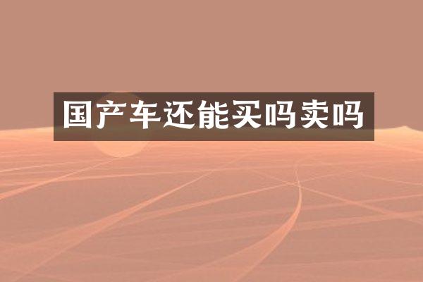 国产车还能买吗卖吗