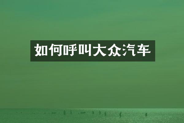 如何呼叫大众汽车