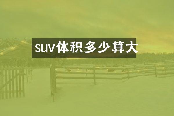 suv体积多少算大