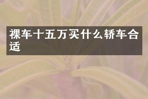 裸车十五万买什么轿车合适