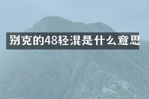 别克的48轻混是什么意思