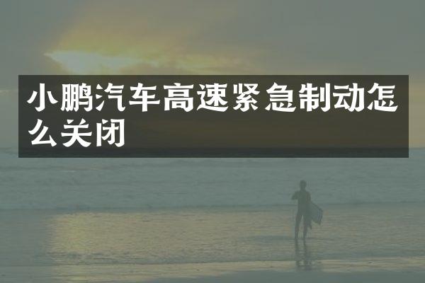 小鹏汽车高速紧急制动怎么关闭