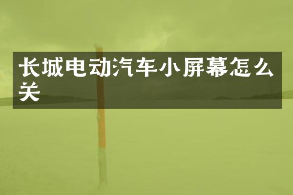 长城电动汽车小屏幕怎么关