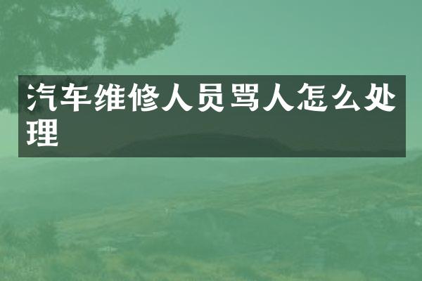 汽车维修人员骂人怎么处理