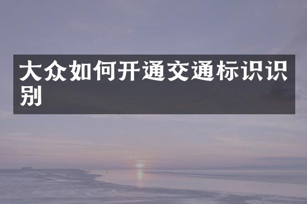 大众如何开通交通标识识别