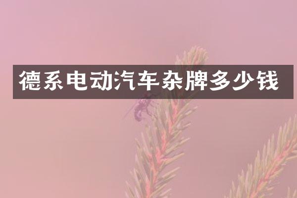德系电动汽车杂牌多少钱