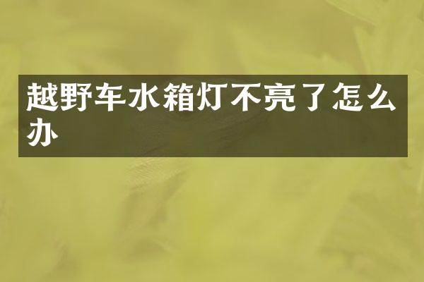 越野车水箱灯不亮了怎么办