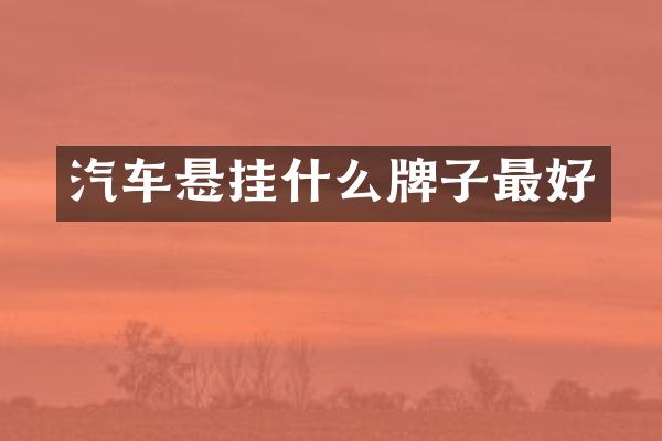 汽车悬挂什么牌子最好