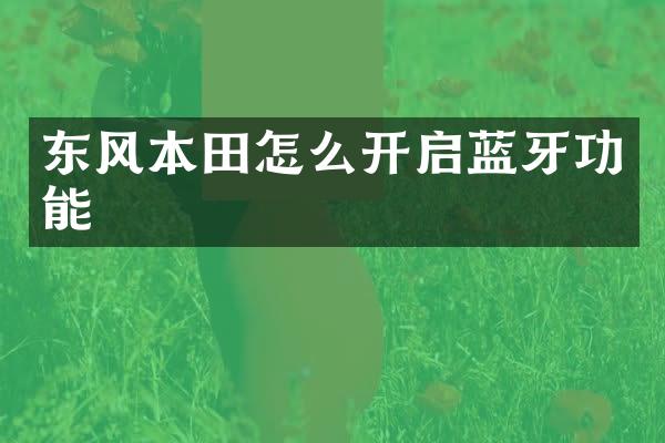 东风本田怎么开启蓝牙功能