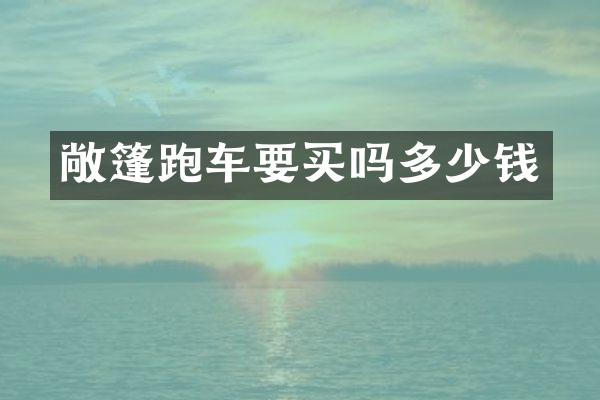 敞篷跑车要买吗多少钱